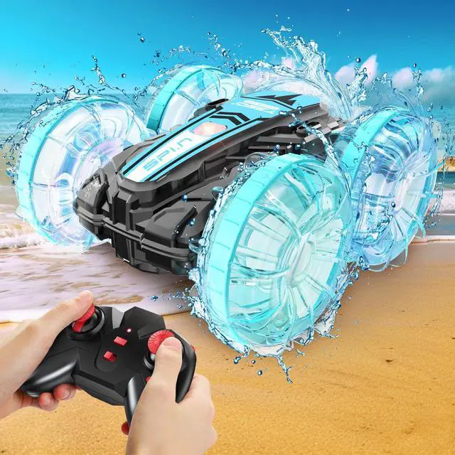 Main image of Korffe Remote Control Car, Amphibious RC Cars Toys for Ages 5-7, 4WD RC Boat, Waterproof 360° Rotating RC Monster Truck Stunt Car, Christmas Birthday Gifts Toys for Ages 8-13, Water Beach Pool Toy