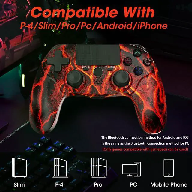 Alt view image 4 of 7 - citnh Wireless Controller for PS4,compatible with ps4/slim/pro and windows pc 6-Axis Gyro/Multi Touch Pad/3.5mm Audio Jack/800mAh Battery and Speaker (red)