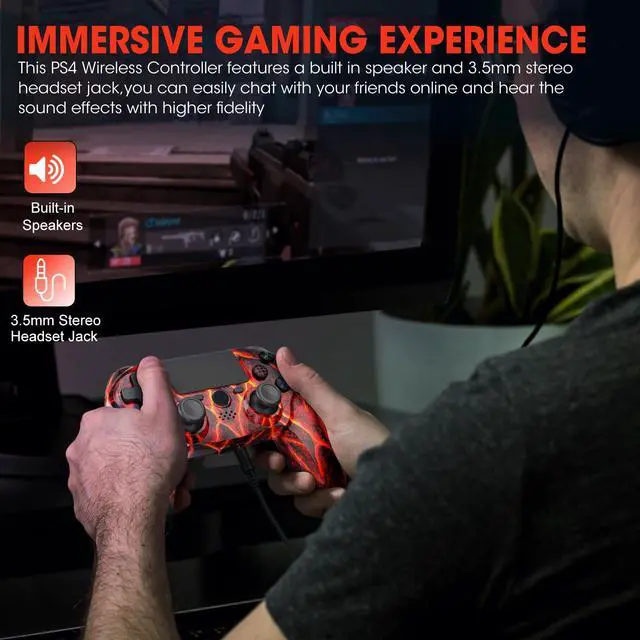 Alt view image 7 of 7 - citnh Wireless Controller for PS4,compatible with ps4/slim/pro and windows pc 6-Axis Gyro/Multi Touch Pad/3.5mm Audio Jack/800mAh Battery and Speaker (red)