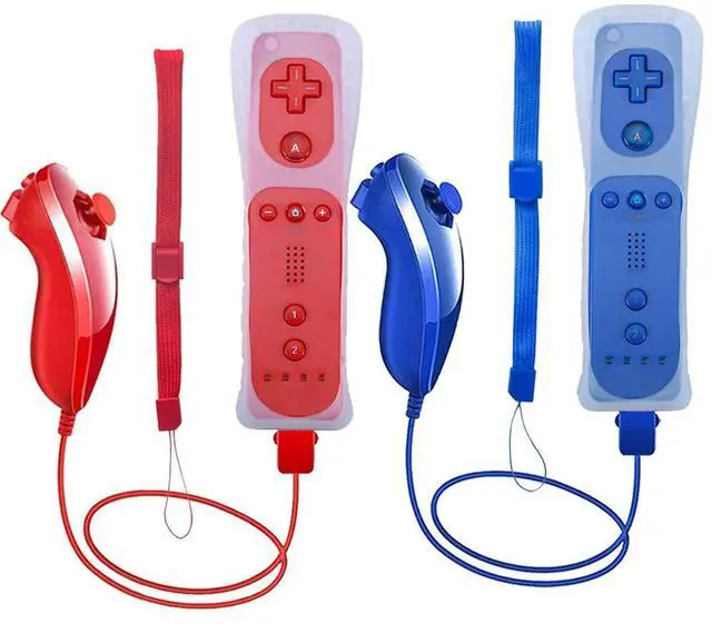 Main image of Wii Remote Controller, 2 Packs Upgrade Wireless Controller Compatible with Wii Wii U Console(Deep blue and red)
