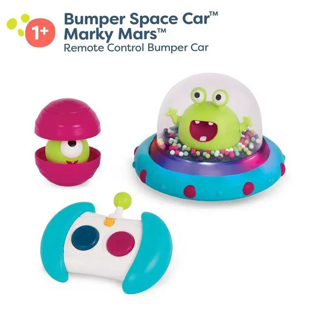 Alt view image 6 of 7 - B. toys Vehicle Bumper Space Car Light Up Simple Remote Control Car for Toddlers with Alien Driver Marky Mars 12+ Months