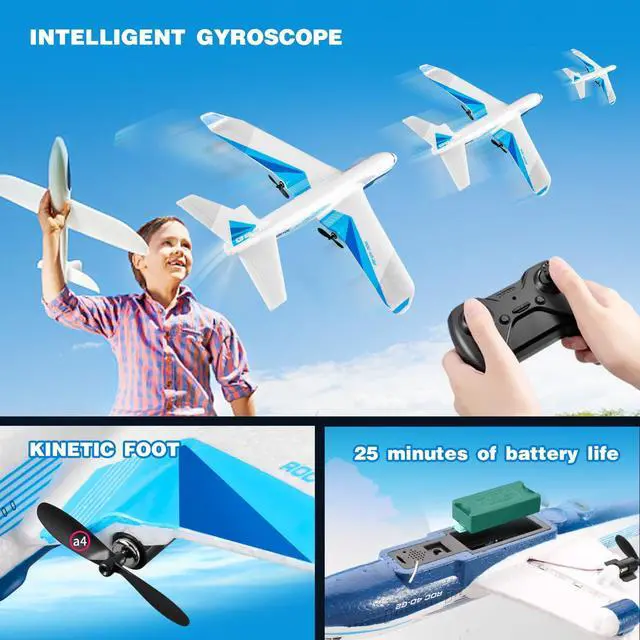 Alt view image 2 of 7 - 4DRC Remote Control Airplane for Kids Boys Adults, G2 Remote Control Plane Jet for Beginners Adult, Ready to Fly Airplane with One Key Aerobatic LED Light, RC Plane for Kids, 2 Battery