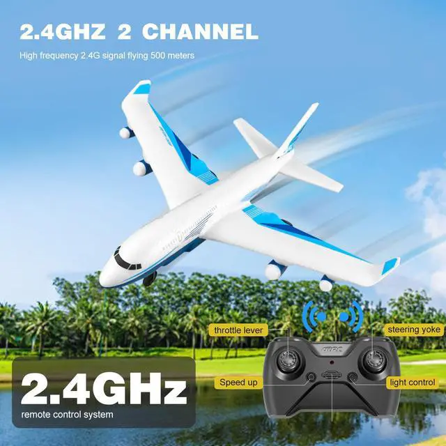 Alt view image 3 of 7 - 4DRC Remote Control Airplane for Kids Boys Adults, G2 Remote Control Plane Jet for Beginners Adult, Ready to Fly Airplane with One Key Aerobatic LED Light, RC Plane for Kids, 2 Battery