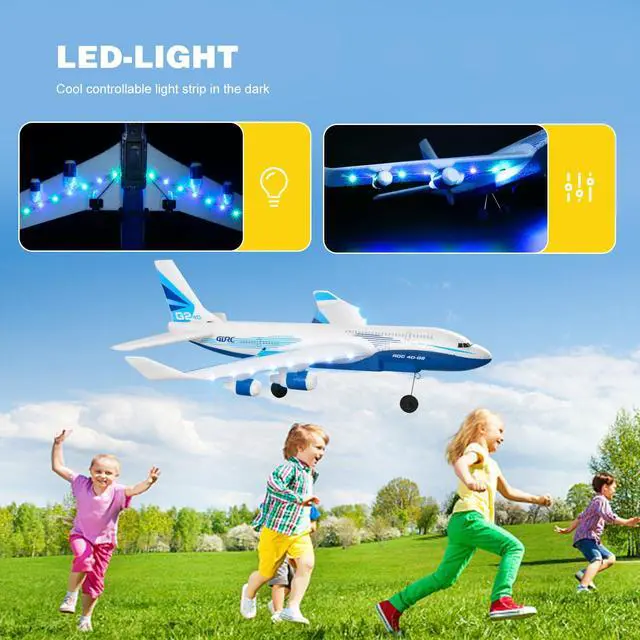 Alt view image 4 of 7 - 4DRC Remote Control Airplane for Kids Boys Adults, G2 Remote Control Plane Jet for Beginners Adult, Ready to Fly Airplane with One Key Aerobatic LED Light, RC Plane for Kids, 2 Battery