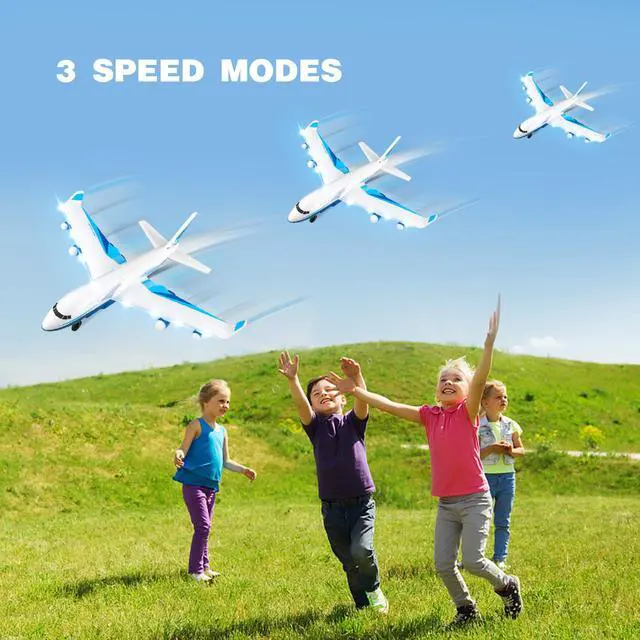 Alt view image 5 of 7 - 4DRC Remote Control Airplane for Kids Boys Adults, G2 Remote Control Plane Jet for Beginners Adult, Ready to Fly Airplane with One Key Aerobatic LED Light, RC Plane for Kids, 2 Battery