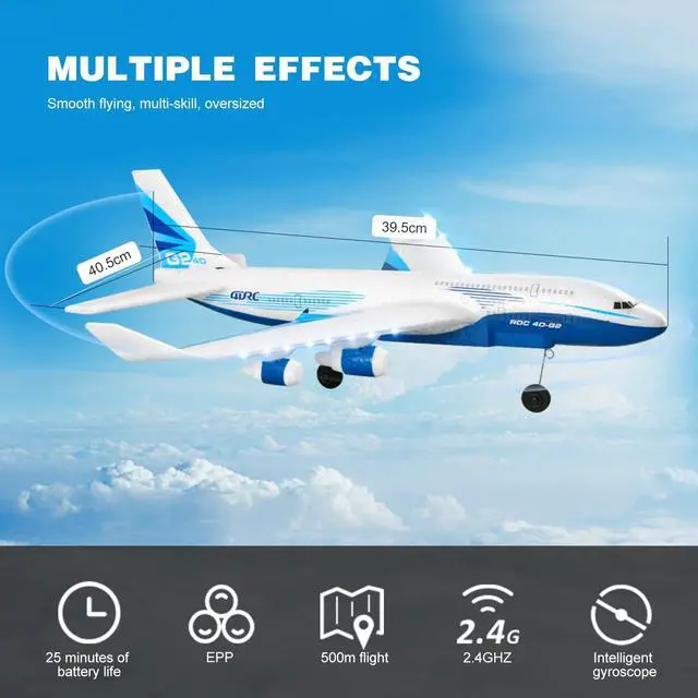 Alt view image 7 of 7 - 4DRC Remote Control Airplane for Kids Boys Adults, G2 Remote Control Plane Jet for Beginners Adult, Ready to Fly Airplane with One Key Aerobatic LED Light, RC Plane for Kids, 2 Battery