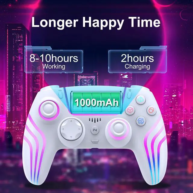 Alt view image 2 of 7 - Wireless Controller for P4 with LED Lighting, Remote Control for P4 with Double Shock, Six-Axis Sensor