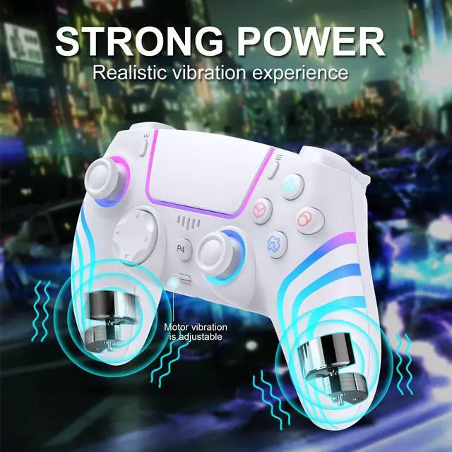 Alt view image 4 of 7 - Wireless Controller for P4 with LED Lighting, Remote Control for P4 with Double Shock, Six-Axis Sensor