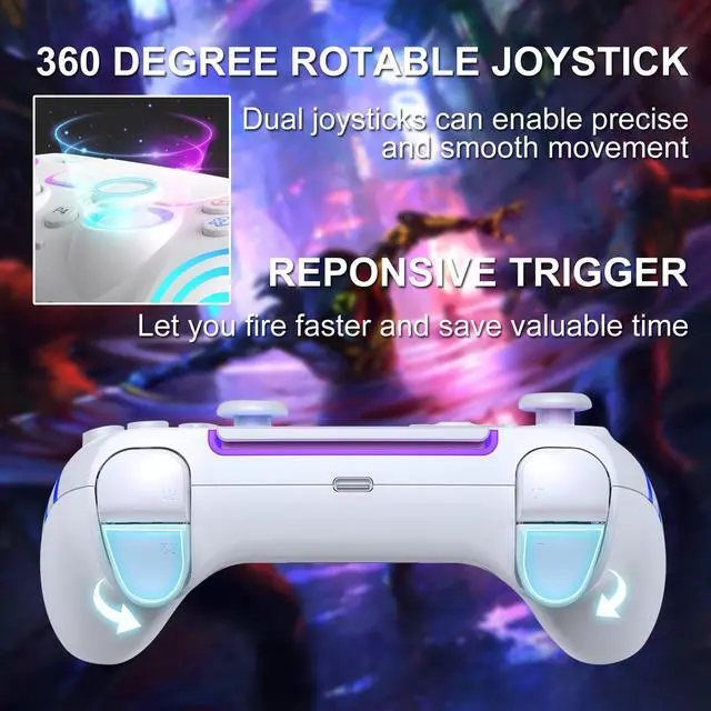 Alt view image 6 of 7 - Wireless Controller for P4 with LED Lighting, Remote Control for P4 with Double Shock, Six-Axis Sensor