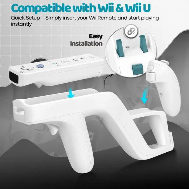 Alt view image 3 of 7 - TNP Zapper Gun for Nintendo Wii 2 Pack Wireless Blaster Remote Wiimote Controller Game Attachment, Links Remote Nunchuk for Shooting Sport Games - Light White