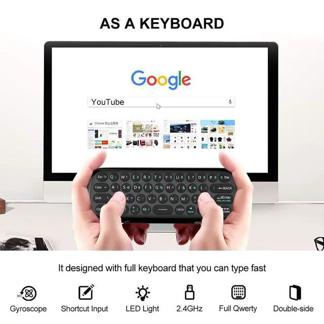 Alt view image 3 of 7 - WeChip W1 Universal TV Remote Air Mouse, Wireless Keyboard Fly Mouse 2.4GHz Connection Air Remote Keyboard Mouse for Android TV Box/PC/Smart TV/Projector/HTPC/All-in-one PC/TV (w1)