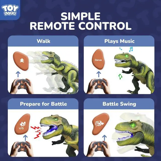 Alt view image 4 of 7 - STEAM Life Remote Control Dinosaur Toys,Robot Walking & Dancing Dinosaur with Light and Realistic Roaring Sound, Electronic Steam Toy, Birthday Gift for Kids