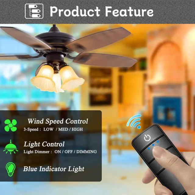 Alt view image 2 of 7 - Universal Ceiling Fan Remote Control Kit,Hampton Bay Fan Remote Kit Replacement for Hunter,Harbor Breeze, Home Decorators,3-Speed, Light Dimming,Time Delay, KUJCE10320/TR222A,2AAZPHD3/HD3,98130,TX028C