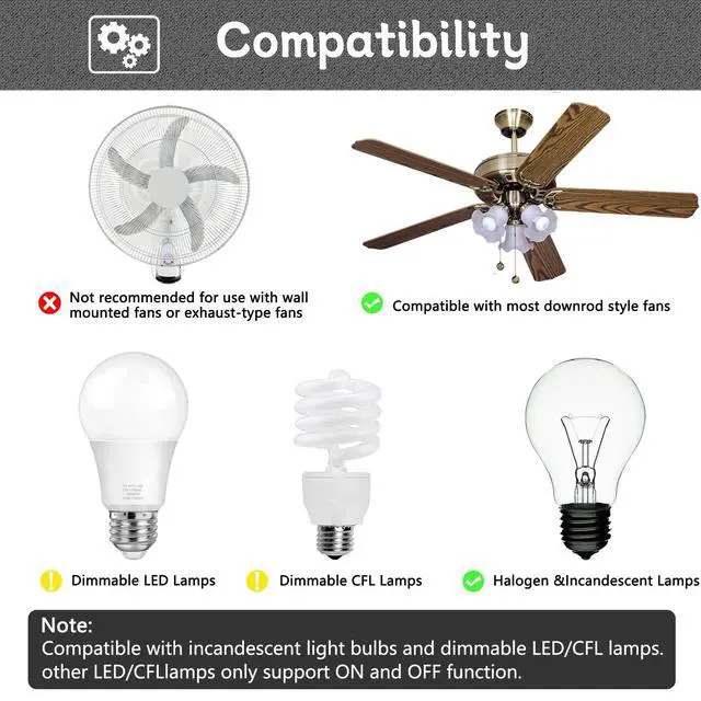 Alt view image 3 of 7 - Universal Ceiling Fan Remote Control Kit,Hampton Bay Fan Remote Kit Replacement for Hunter,Harbor Breeze, Home Decorators,3-Speed, Light Dimming,Time Delay, KUJCE10320/TR222A,2AAZPHD3/HD3,98130,TX028C