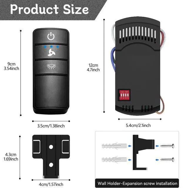 Alt view image 5 of 7 - Universal Ceiling Fan Remote Control Kit,Hampton Bay Fan Remote Kit Replacement for Hunter,Harbor Breeze, Home Decorators,3-Speed, Light Dimming,Time Delay, KUJCE10320/TR222A,2AAZPHD3/HD3,98130,TX028C