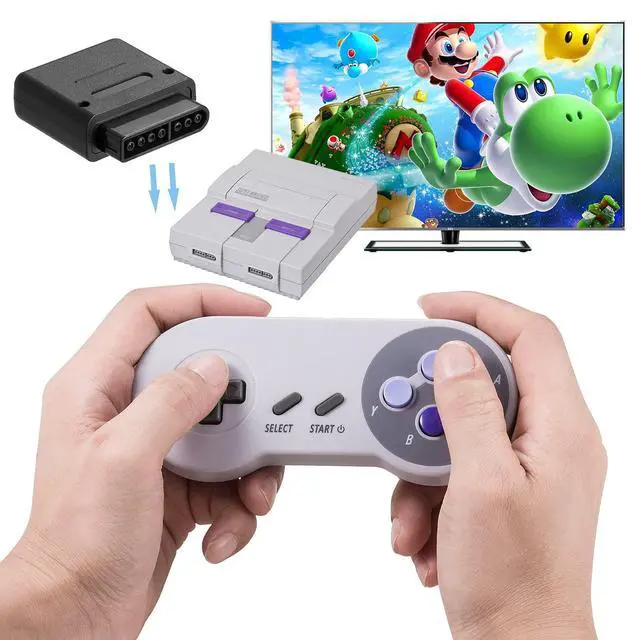 Alt view image 2 of 7 - KIWITATA 2 Pack 2.4GHz Wireless Controller for SNES Original Console, Rechargeable Wireless Remote Gamepad Controller for SNES Super Entertainment System Console