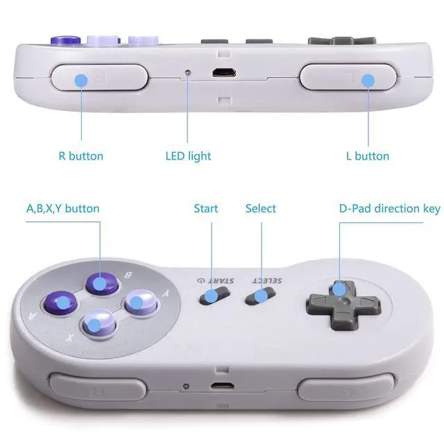 Alt view image 3 of 7 - KIWITATA 2 Pack 2.4GHz Wireless Controller for SNES Original Console, Rechargeable Wireless Remote Gamepad Controller for SNES Super Entertainment System Console