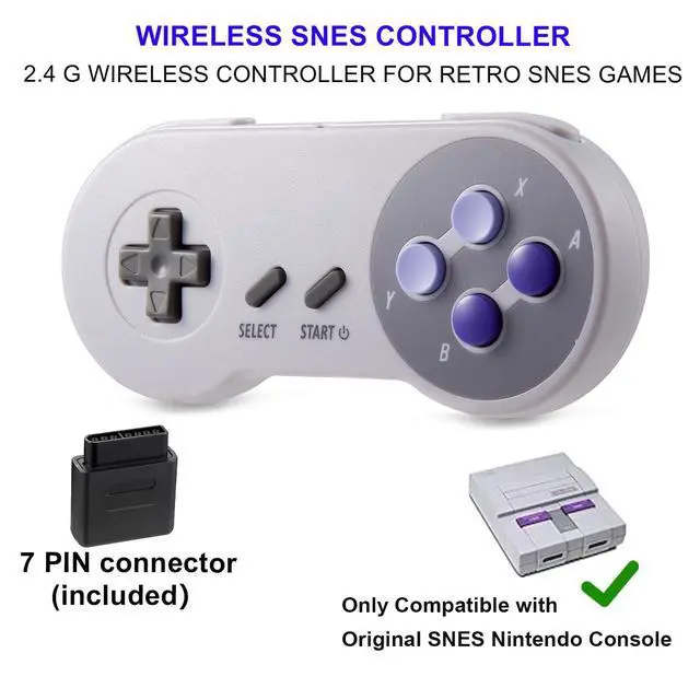 Alt view image 6 of 7 - KIWITATA 2 Pack 2.4GHz Wireless Controller for SNES Original Console, Rechargeable Wireless Remote Gamepad Controller for SNES Super Entertainment System Console