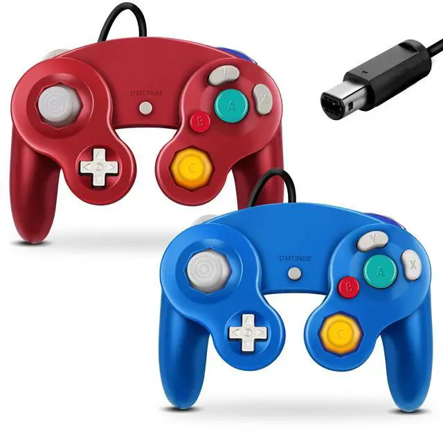 Main image of FIOTOK Gamecube Controller, Classic Wired Controller for Wii Nintendo Gamecube (Blue & Red-2Pack)