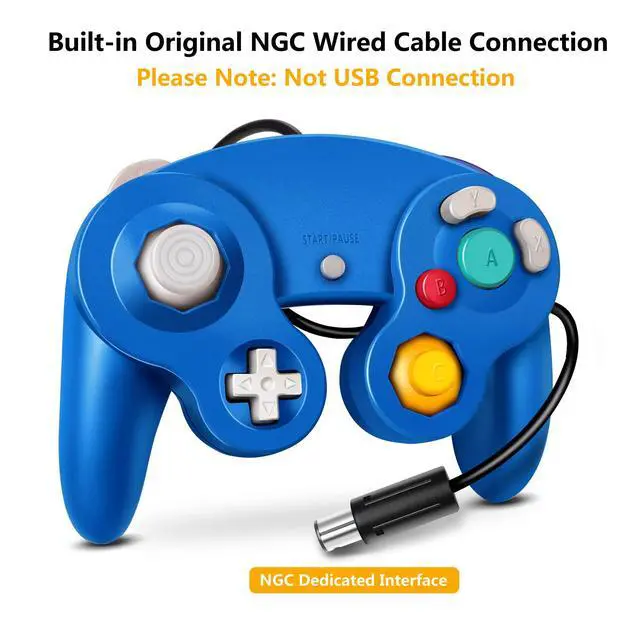 Alt view image 2 of 6 - FIOTOK Gamecube Controller, Classic Wired Controller for Wii Nintendo Gamecube (Blue & Red-2Pack)