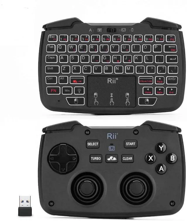 Main image of (Backlit Version)3 in 1 Multifunctional 2.4GHz Wireless Portable Game Controller 62-Key Rechargeable Keyboard Mouse Combo Turbo Vibration Function for PC/Raspberry pi2/Android TV Google/TV B