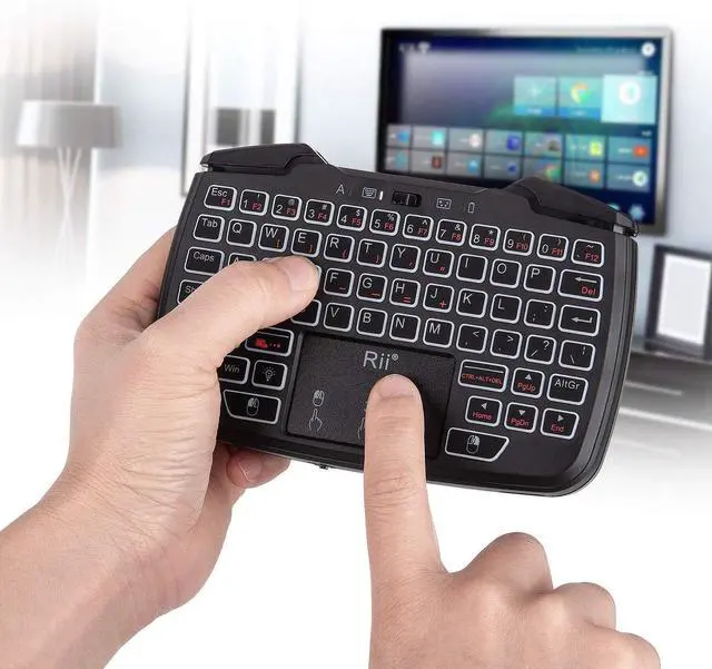 Alt view image 5 of 7 - (Backlit Version)3 in 1 Multifunctional 2.4GHz Wireless Portable Game Controller 62-Key Rechargeable Keyboard Mouse Combo Turbo Vibration Function for PC/Raspberry pi2/Android TV Google/TV B