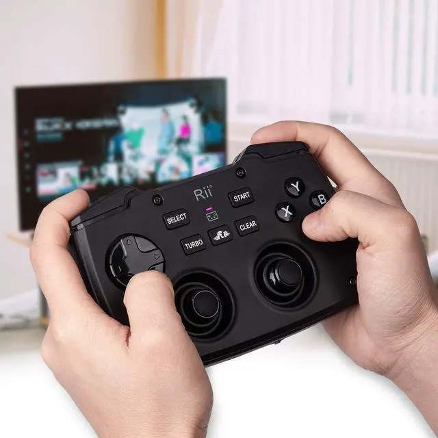 Alt view image 6 of 7 - (Backlit Version)3 in 1 Multifunctional 2.4GHz Wireless Portable Game Controller 62-Key Rechargeable Keyboard Mouse Combo Turbo Vibration Function for PC/Raspberry pi2/Android TV Google/TV B