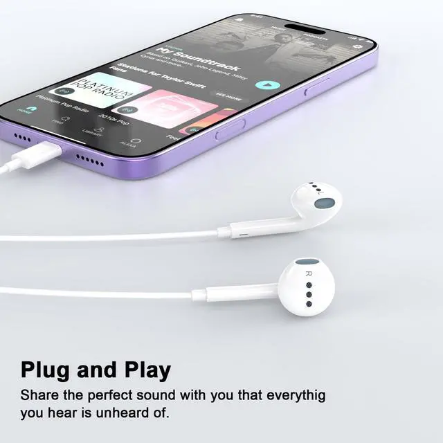 Alt view image 5 of 7 - MFi Certified iPhone Headphones Wired with Lightning Connector 2 Pack