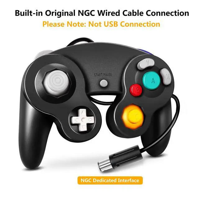 Alt view image 2 of 6 - FIOTOK Gamecube Controller, Classic Wired Controller for Wii Nintendo Gamecube (Black)