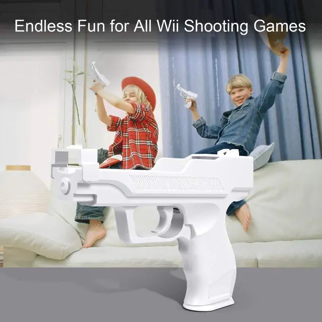 Alt view image 2 of 6 - Motion Plus Gun Compatible with Nintendo Wii Controller + Wii Shooting Games (White,Set of 2)