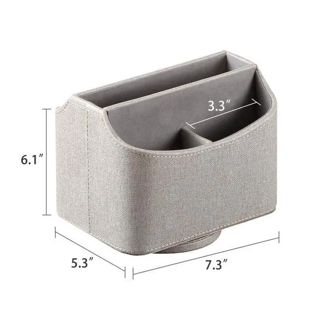 Alt view image 5 of 6 - Arniche PU Leather Remote Control Holder,360 Degree Spinning Desk TV Remote Caddy,Desk Organizers and Accessories,for Controller,Media,Mail,Calculator,Mobile Phone,Pen Storage Holder(Beige)