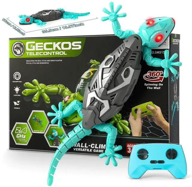 Alt view image 2 of 7 - Hamino RC Wall Crawling Gecko, Remote Control Wall Climbing Lizard Robot Kids' Electronics Toys, Floor & Wall Crawling, Glowing Eyes, Low Noise, Rechargeable Boys Gifts for Kids 3 4 6 7 8+ Year Old