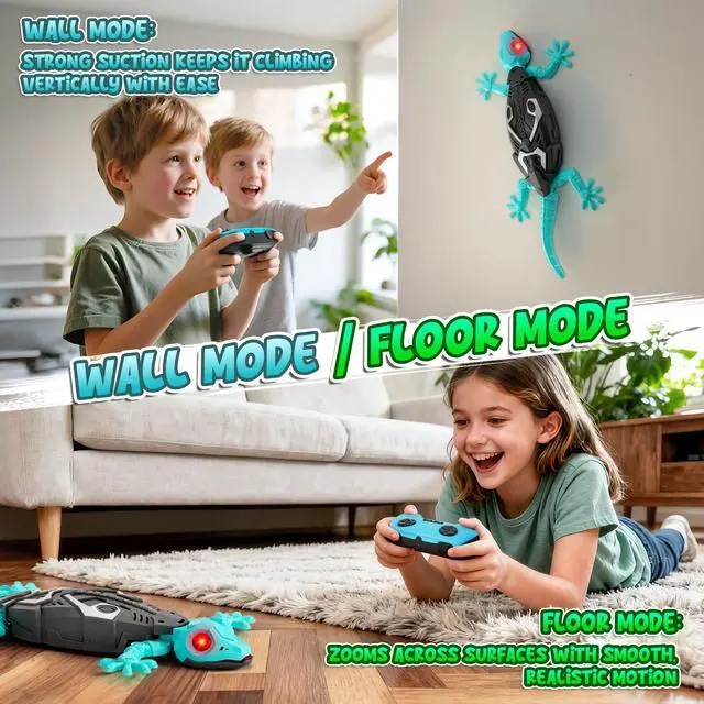 Alt view image 5 of 7 - Hamino RC Wall Crawling Gecko, Remote Control Wall Climbing Lizard Robot Kids' Electronics Toys, Floor & Wall Crawling, Glowing Eyes, Low Noise, Rechargeable Boys Gifts for Kids 3 4 6 7 8+ Year Old