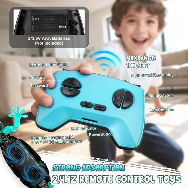 Alt view image 6 of 7 - Hamino RC Wall Crawling Gecko, Remote Control Wall Climbing Lizard Robot Kids' Electronics Toys, Floor & Wall Crawling, Glowing Eyes, Low Noise, Rechargeable Boys Gifts for Kids 3 4 6 7 8+ Year Old