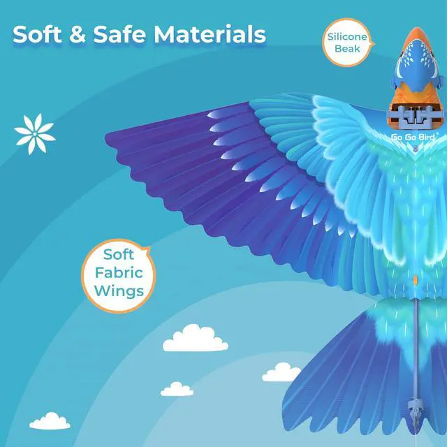 Alt view image 2 of 6 - Go Go Bird Bionic RC Bird Toy, Remote Control Flying Bird, Single Flapping-wing Design, 6-axis Gyro, Easy Indoor & Outdoor RC Toys for Kids, Boys and Girls - Kingfisher