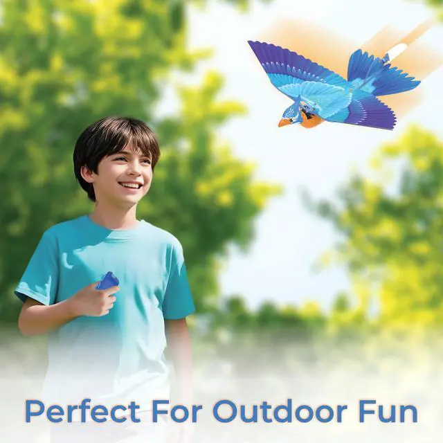 Alt view image 3 of 6 - Go Go Bird Bionic RC Bird Toy, Remote Control Flying Bird, Single Flapping-wing Design, 6-axis Gyro, Easy Indoor & Outdoor RC Toys for Kids, Boys and Girls - Kingfisher