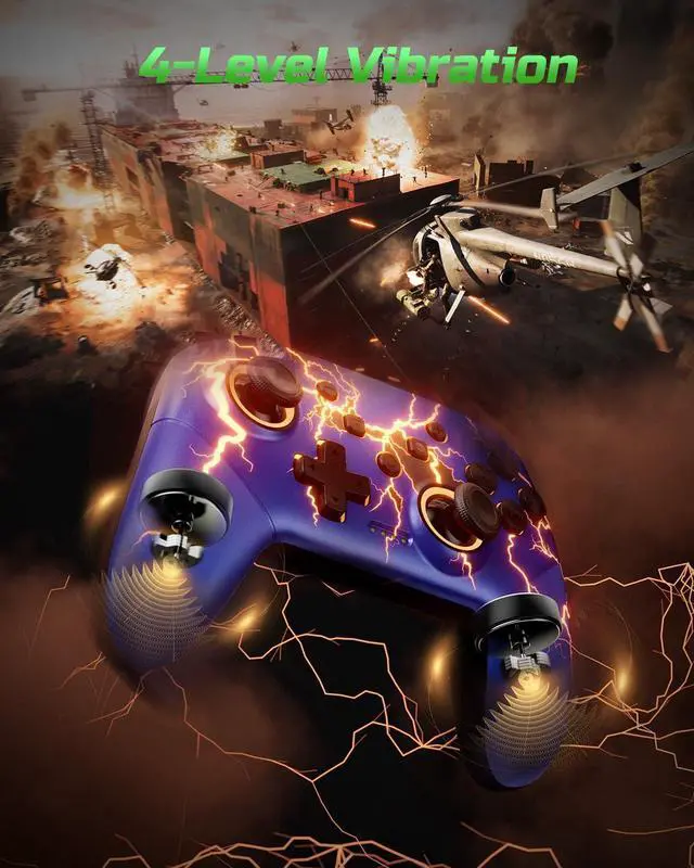 Alt view image 4 of 7 - VOYEE Switch Controllers Compatible with Switch/Lite/OLED/PC Windows, 1000mAh Programmable RGB Lightning LED, Wireless Pro Controller with One Key Pairing/Wake Up/Turbo/Vibration