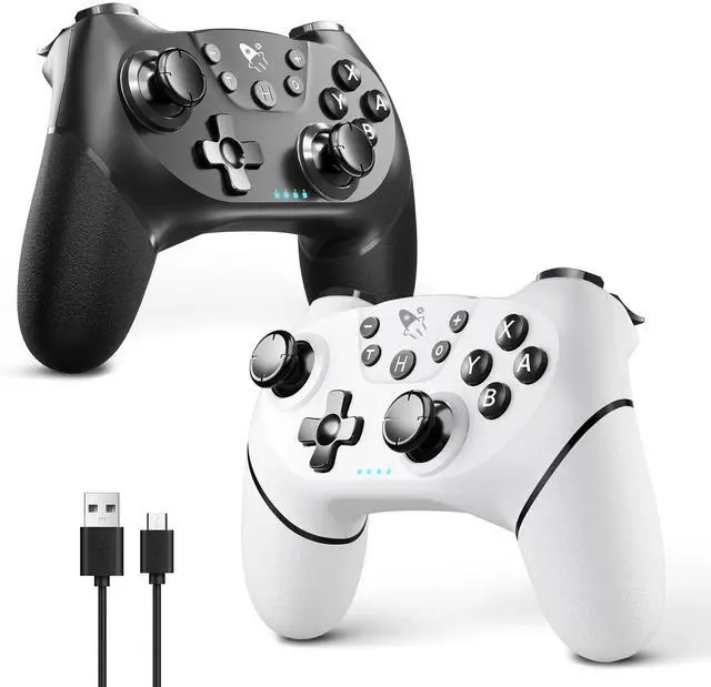 Main image of AceGamer Wireless Pro Controller for Nintendo Switch/Lite/OLED/Switch 2/PC, 2 pack, Dual Vibration/Turbo/Ergonomic ! (Black&White)