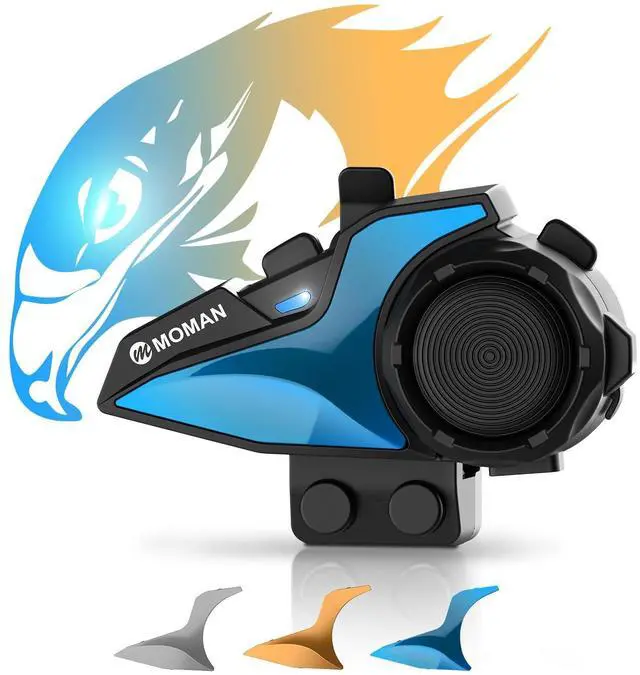 Main image of Moman Motorcycle Intercom, H2E Eagle-Like Helmet Headset Communication System with Dual Chip for Audio Multitasking HiFi/Music Sharing/FM/AI Voice (1Pack), Motorcycle-Intercom-Helmet-Headset-Headphone