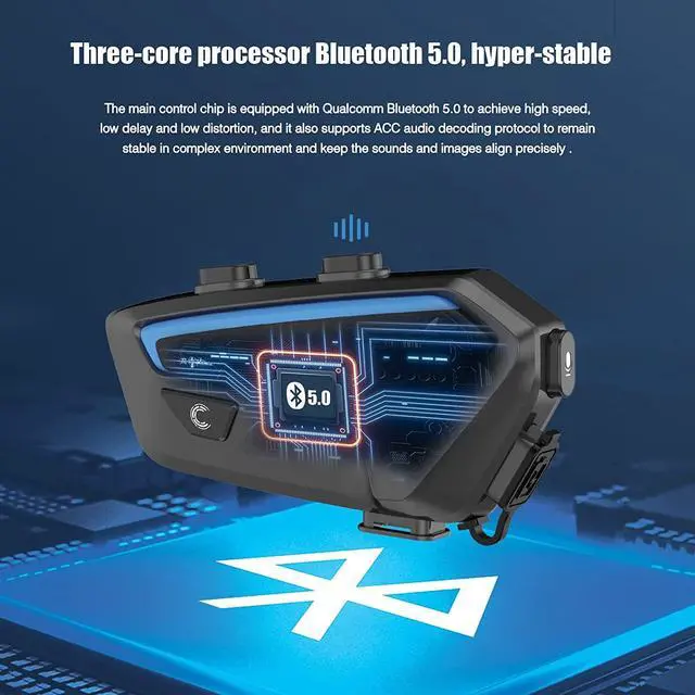 Alt view image 5 of 7 - FreedConn FX 10 Riders Motorcycle Bluetooth Headset with Music Sharing, Helmet Bluetooth Intercom with Noise Cancellation/FM Radio/IP67/Ultra-Thin Body, Universal Communication Systems for Motorbike