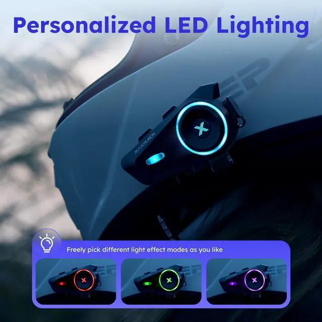 Alt view image 5 of 7 - MAXRUNON D10 Motorcycle Bluetooth Headset, 4-Rider Intercom, Helmet Communication System, V5.4, ENC Noise Cancelling, AI Voice Control, Audio Multitasking, FM Radio, IPX7, Fits Snowmobile/Ski, 1 Pack