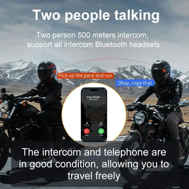 Alt view image 3 of 7 - Motorcycle Helmet Bluetooth Headset 500meters 2 Riders Bluetooth Helmet Intercom Headset with CVC Noise Sound Quality Speakers Communication Systems Motorcycle Riding/Snowmobile/Cycling/Sports(2PC