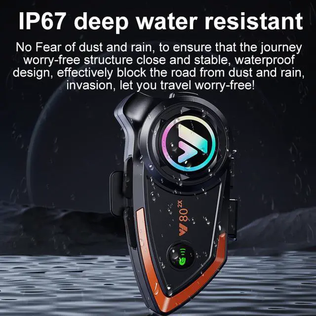 Alt view image 5 of 7 - Motorcycle Helmet Bluetooth Headset 500meters 2 Riders Bluetooth Helmet Intercom Headset with CVC Noise Sound Quality Speakers Communication Systems Motorcycle Riding/Snowmobile/Cycling/Sports(2PC