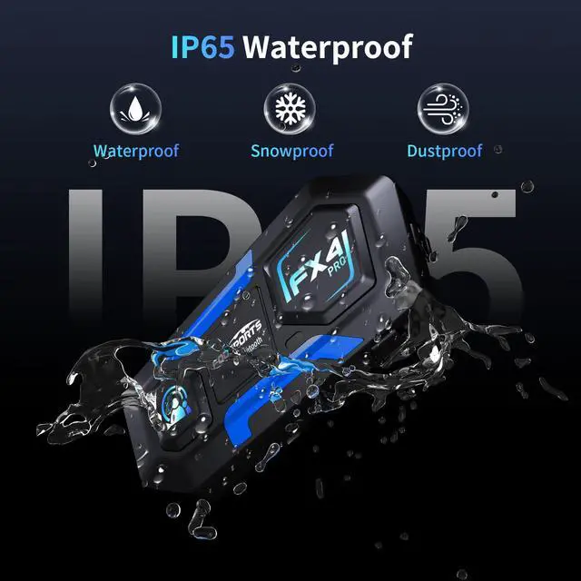 Alt view image 7 of 7 - Fodsports FX4 Pro Motorcycle Helmet Headset, 4-Rider 1200m Bluetooth Intercom, IP65 Waterproof Helmet Communication System with Universal Pairing/Hi-Fi Music/FM Radio/Auto Call/2 Type Mics, 1 Pack