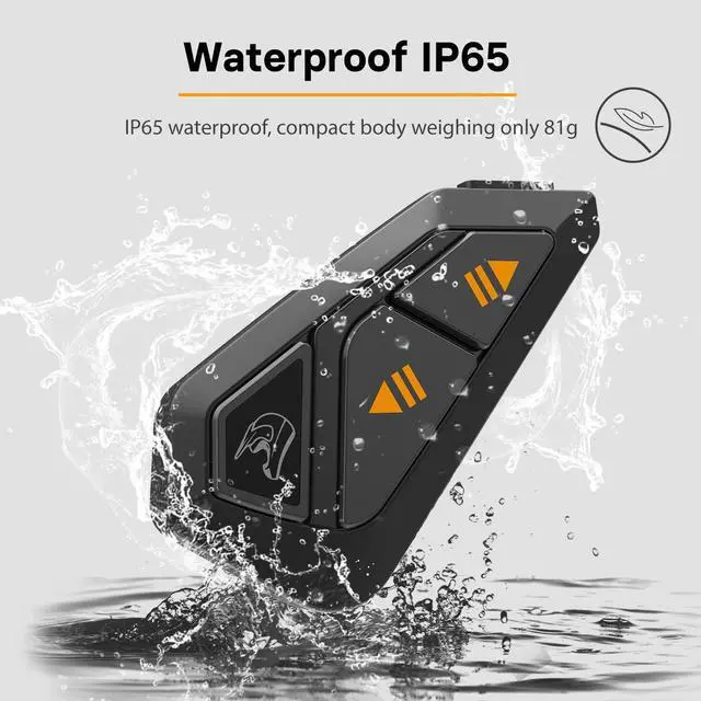 Alt view image 6 of 7 - FreedConn FG Motorcycle Helmet Bluetooth Headset, Motorcycle Communication Systems with CVC Noise Cancellation, Stereo Music, 6 Riders 0.75mi/1200m intercom, 19Hrs Intercom, IP65, 1 Pack