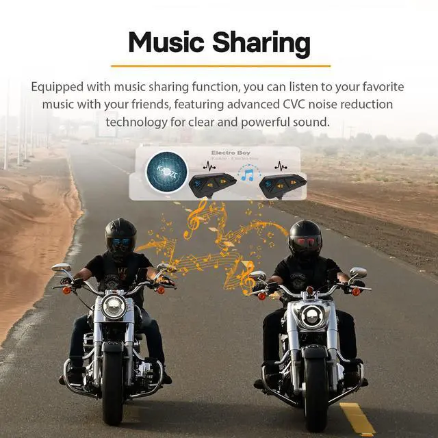 Alt view image 4 of 7 - FreedConn FG Motorcycle Helmet Bluetooth Headset, Motorcycle Communication Systems with CVC Noise Cancellation, Stereo Music, 6 Riders 0.75mi/1200m intercom, 19Hrs Intercom, IP65, 1 Pack