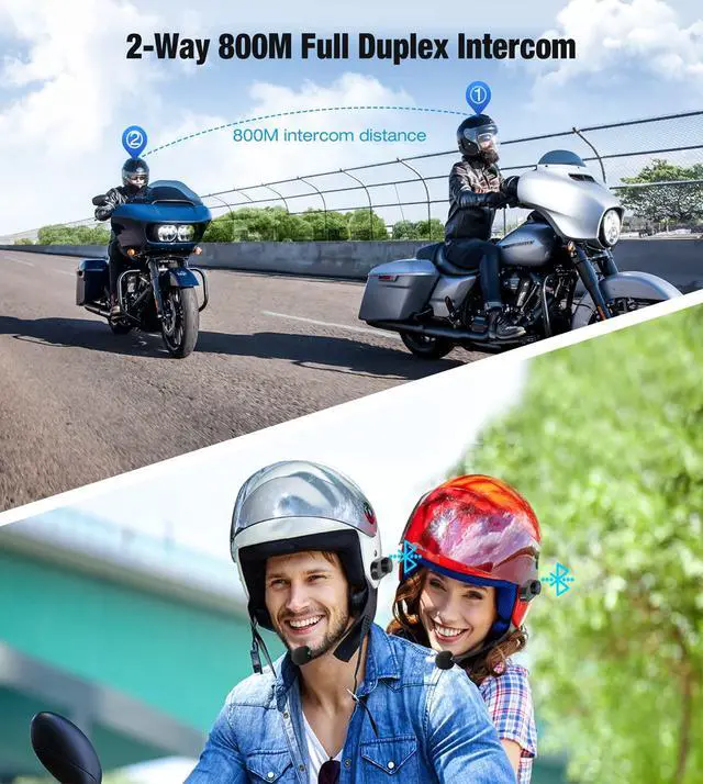 Alt view image 2 of 7 - FreedConn T COM VB Motorcycle Bluetooth Headset, Helmet Intercom 2 Way 800M with Music Share, Universal Communication System Speakers, Waterproof Moto Accessories Gear for Ski, Riders, All Helmets