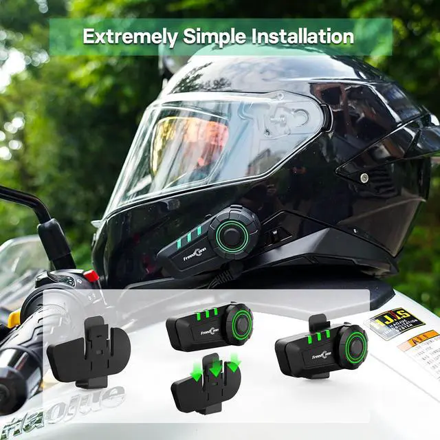 Alt view image 6 of 7 - FreedConn Motorcycle Bluetooth Headset KY Bluetooth Helmet Intercom Motorcycle Communication Systems with CVC Noise Cancellation Stereo Music IP65 for Full/Half Face Helmet Basic Single People Use