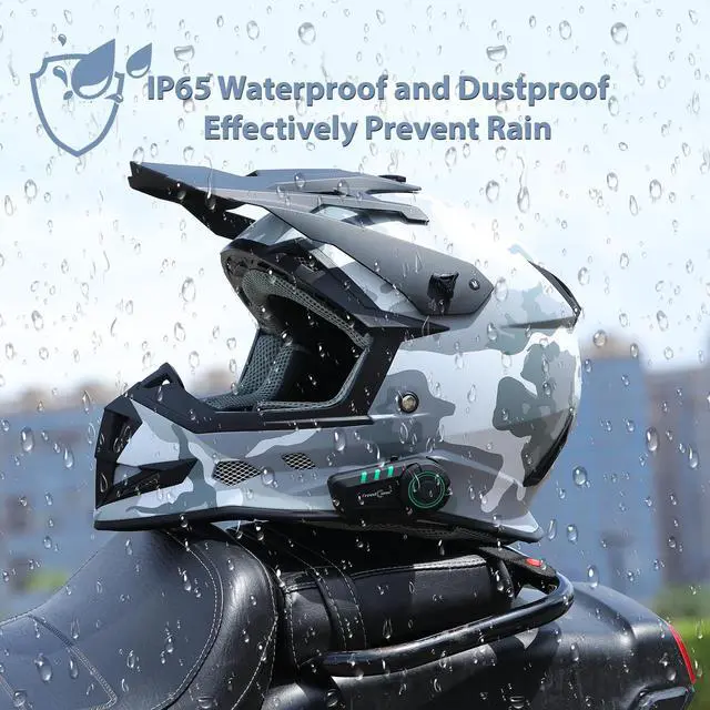 Alt view image 4 of 7 - FreedConn Motorcycle Bluetooth Headset KY Bluetooth Helmet Intercom Motorcycle Communication Systems with CVC Noise Cancellation Stereo Music IP65 for Full/Half Face Helmet Basic Single People Use