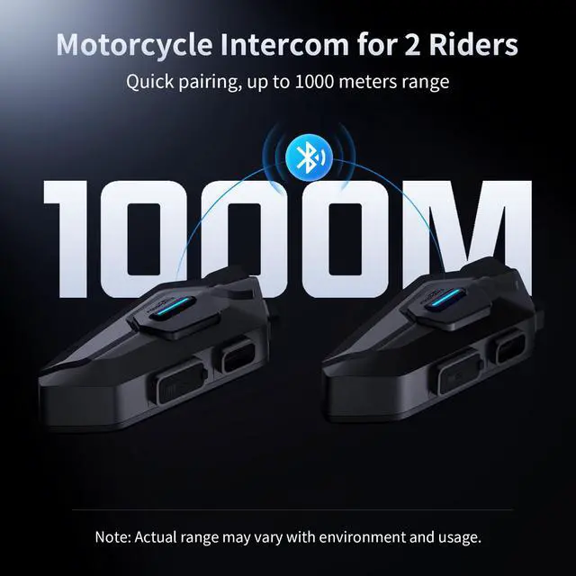 Alt view image 4 of 7 - Fodsports T5 Motorcycle Bluetooth Headset with Music Sharing, 2 Riders Helmet Intercom Communication Systems, 9-Language Voice Prompts/Voice Assistant/FM Radio/2 Type Mics/4 Colored Faceplates